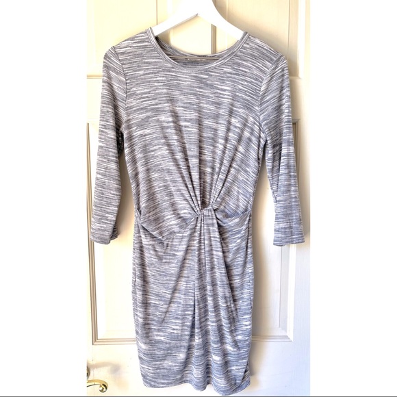 Lush Twist Front Dress Gray White - Picture 2 of 5